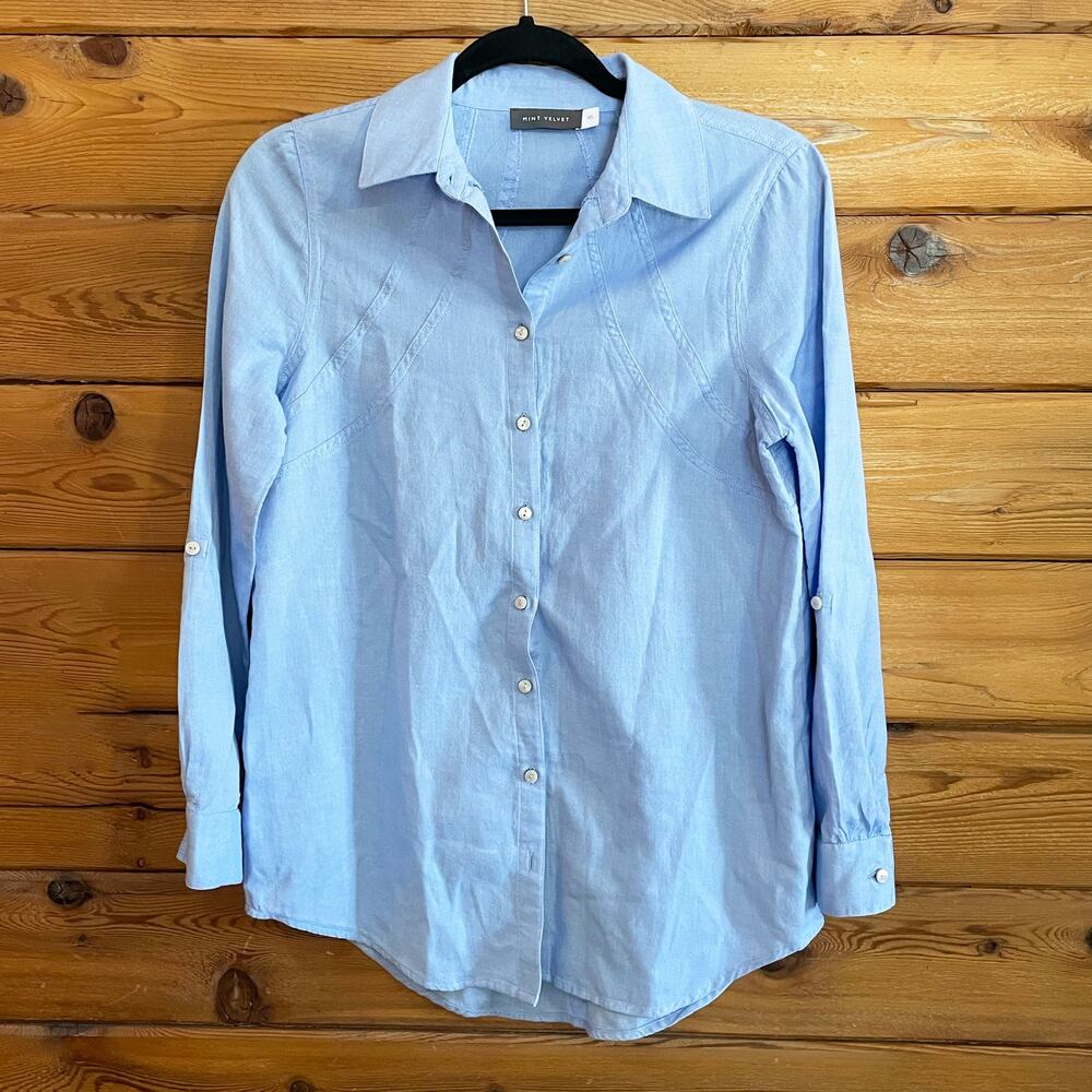 Mint Velvet Button Down Blue Shirt Size XS